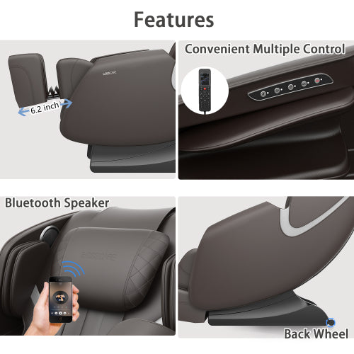 Massage Chair Recliner with Zero Gravity Airbag Bluetooth Speaker