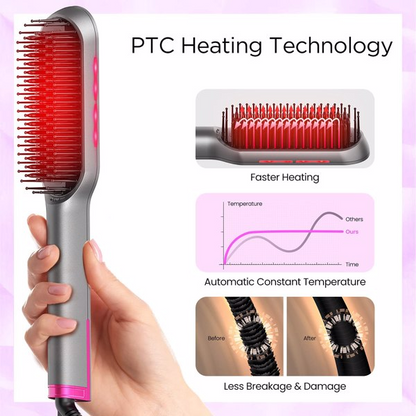 13 Heat Settings Hair Straightener Brush with LED Screen