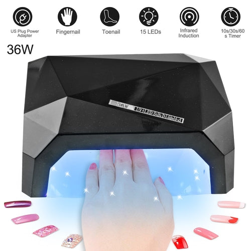 36W UV LED Lamp Nail Polish Dryer 15 LEDs Fingernail Toenail Gel